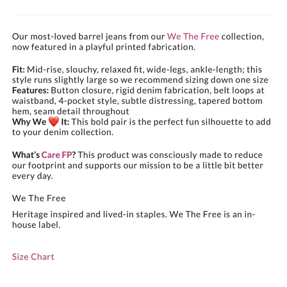 FREE PEOPLE RARE PRINTED MOXIE BARREL JEANS PLUM FLORAL SZ: 30 - Picture 4 of 7